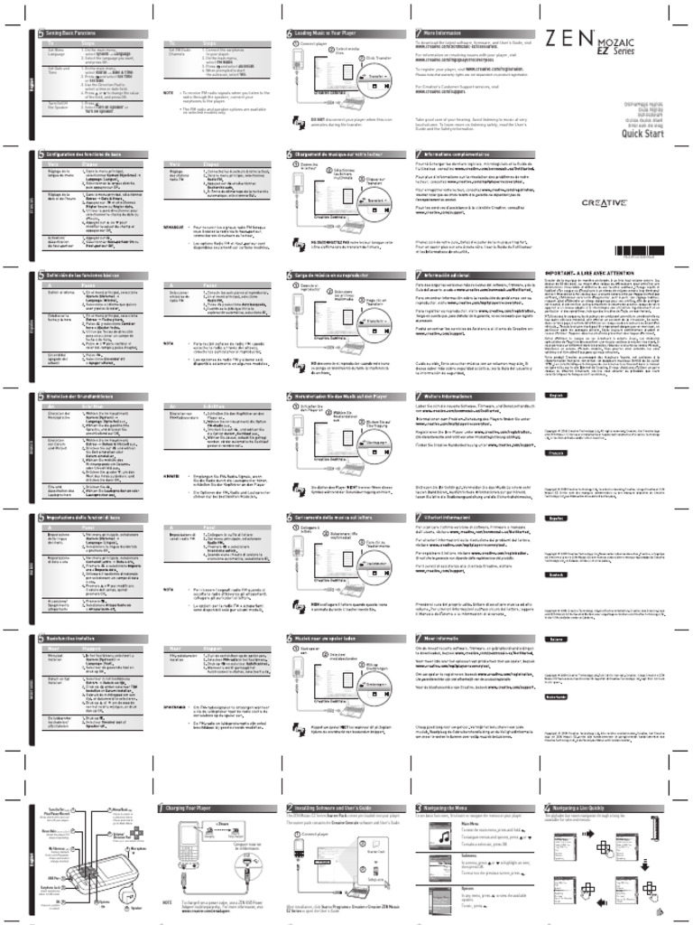 Creative Zen Mozaic User Manual | PDF | Menu (Computing) | Electronics