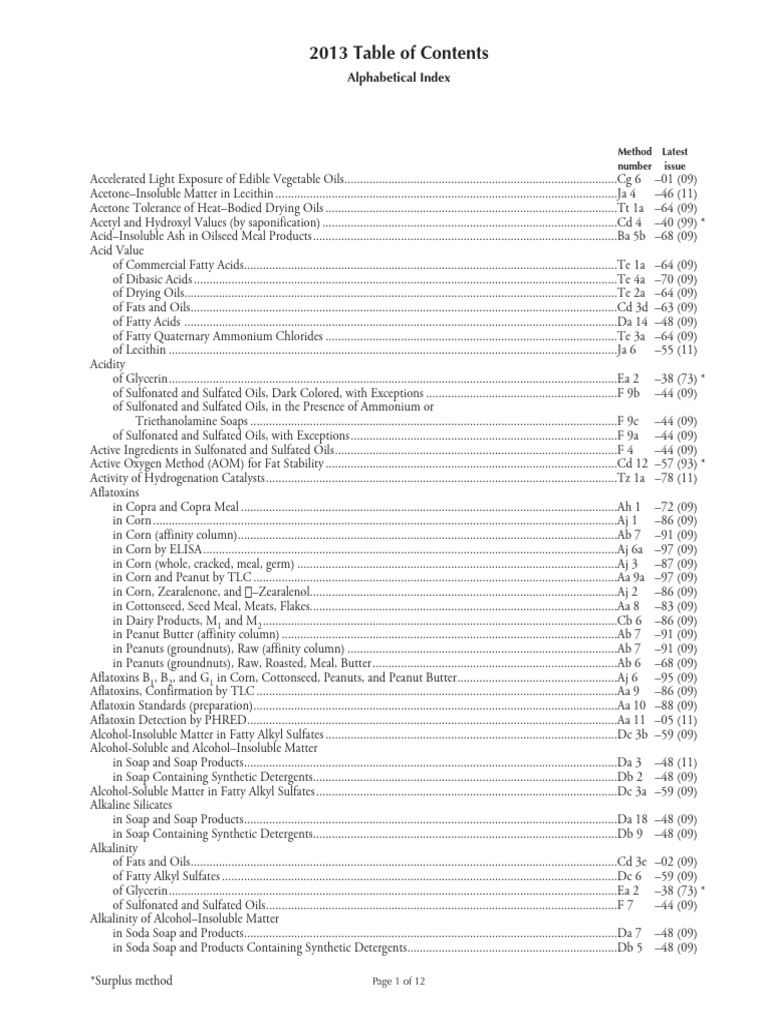 AOCS Methods Overview | PDF | Vegetable Oil | Amine