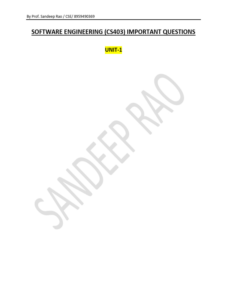 Important Software Engineering Questions | PDF | Software Development ...