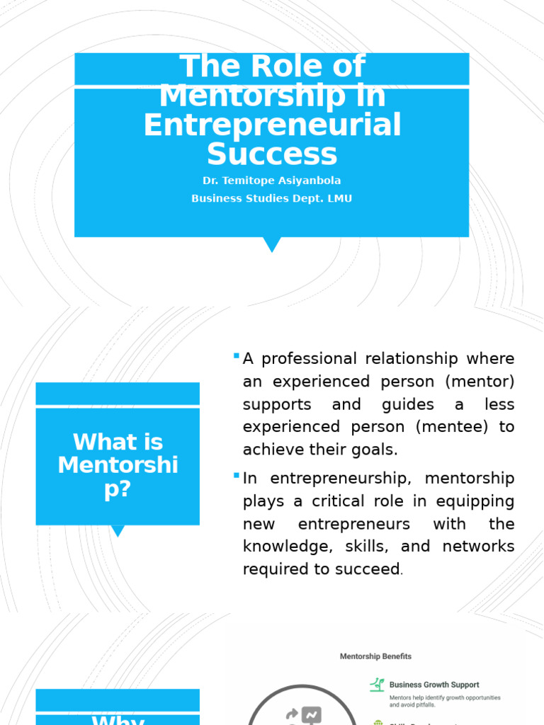 EDS221-The Role of Mentorship in Entrepreneurial Success | PDF