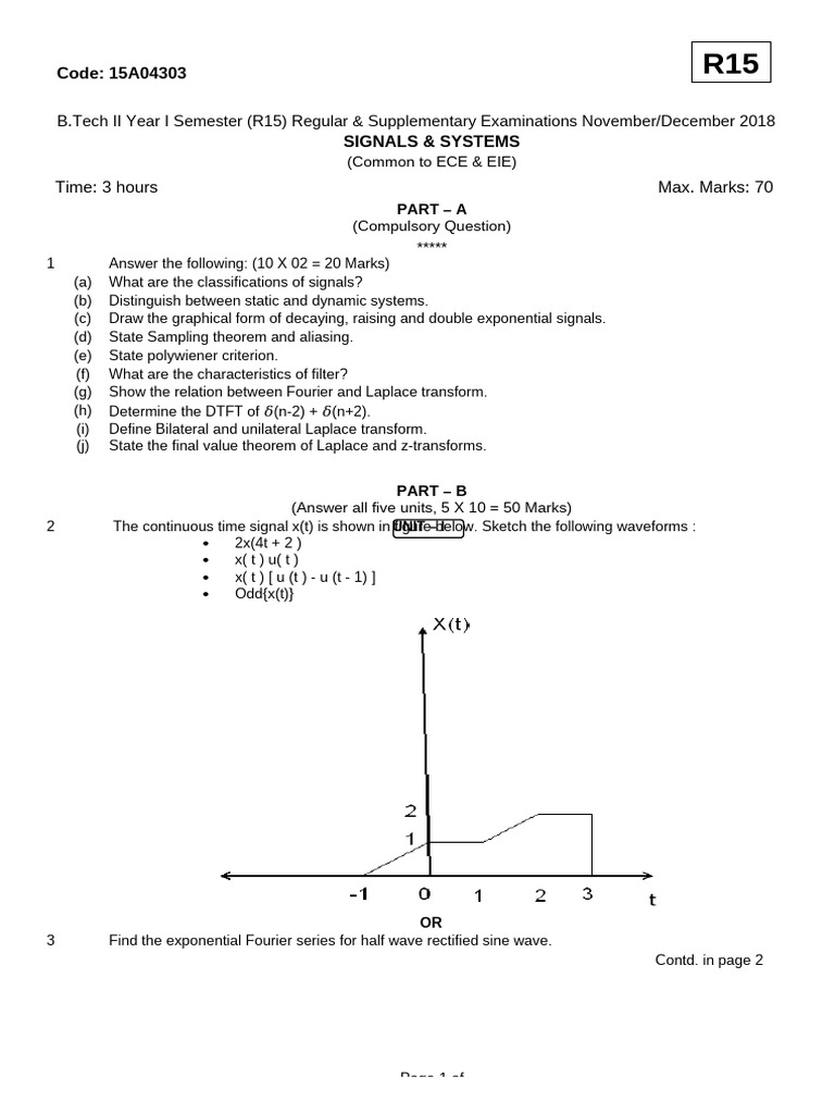 Signals & Systems Exam Guide R15 | PDF | Electrical Engineering ...