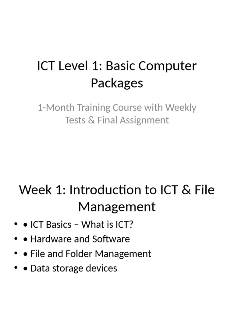 ICT Level 1 Training Course Overview | PDF