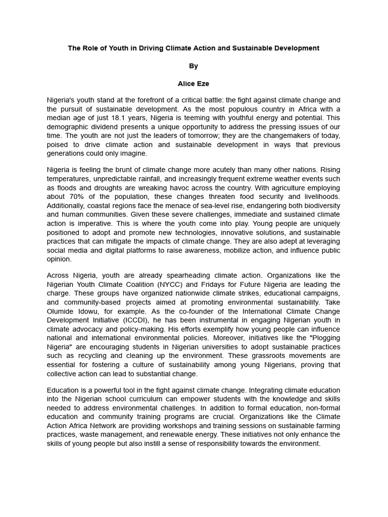 Youth Driving Climate Action in Nigeria | PDF | Sustainability ...