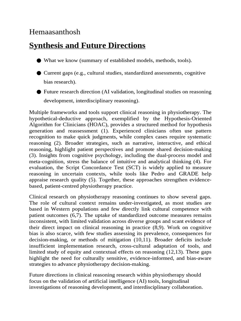 Synthesis and Future Direction | PDF | Decision Making | Intelligence ...