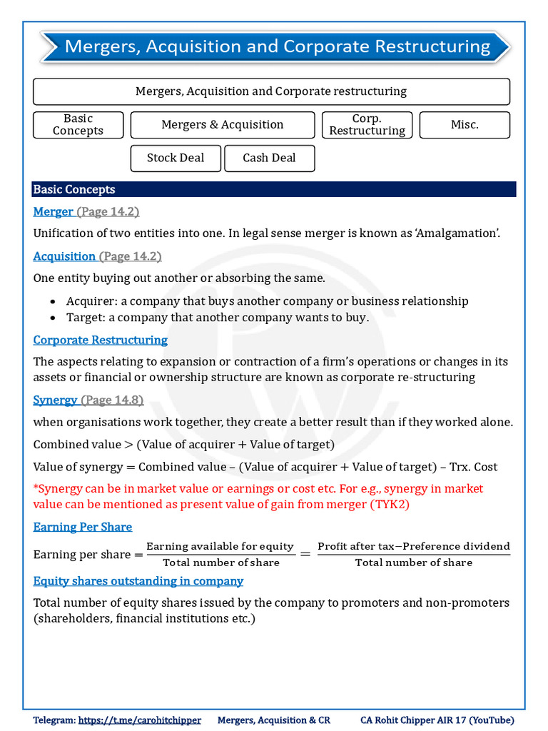 Mergers, Acquisitions & Corporate Restructuring Guide | PDF | Mergers ...