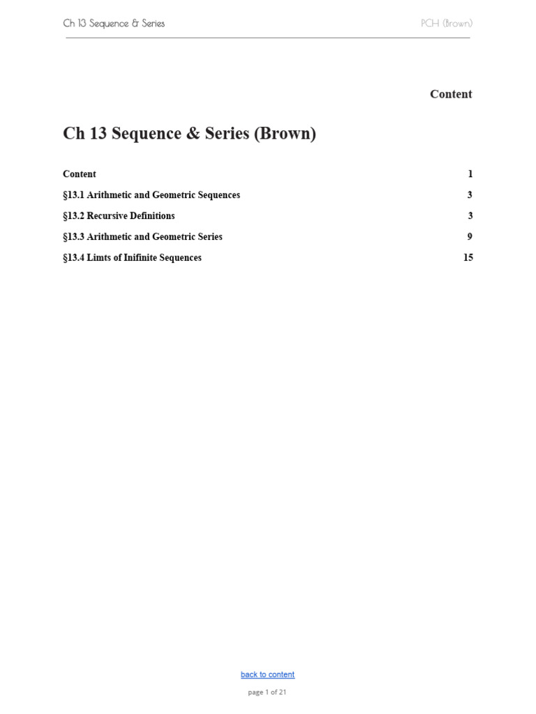 Sequence and Series Overview | PDF | Summation | Mathematical Objects