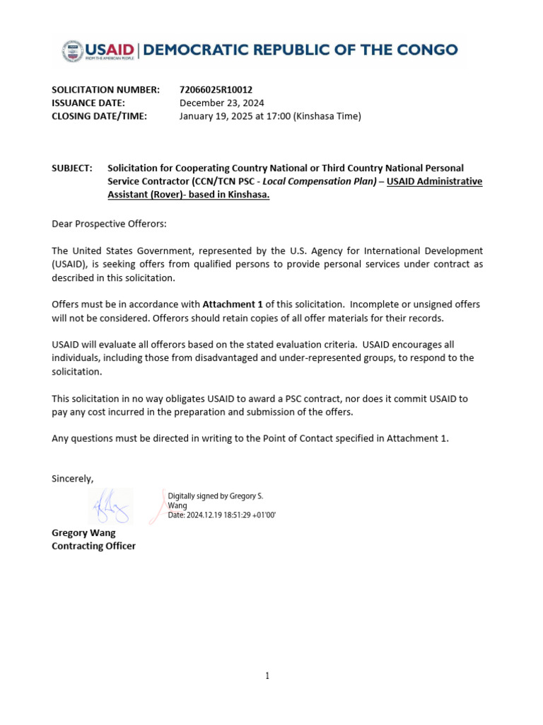 Solicitation 72066025R10012 Administrative Assistant Rover | PDF ...