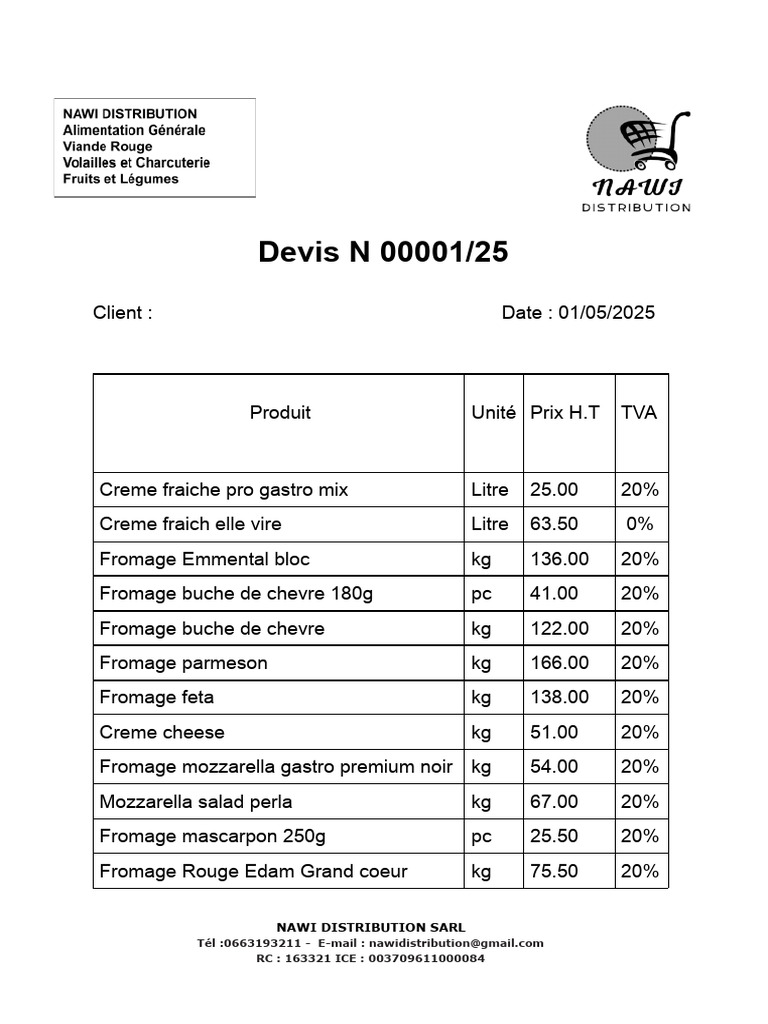 Devis N 00001 - 25 (2) Copy Moi | PDF | Cooking | Condiments