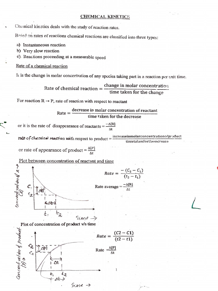 Chemical Kinetics Notes | PDF | Reaction Rate | Activation Energy
