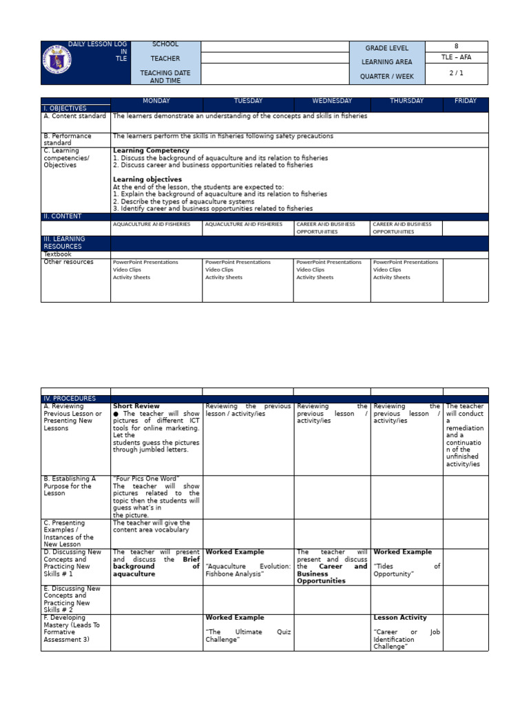 DLL in Tle Ict 8 q2 Week 1 | PDF | Pedagogy | Education Theory