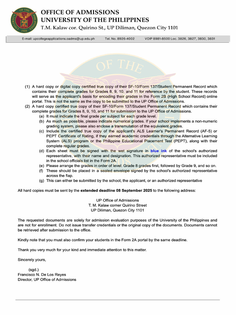 UPCAT2026 GradesRequestLetter 1267541557 | PDF