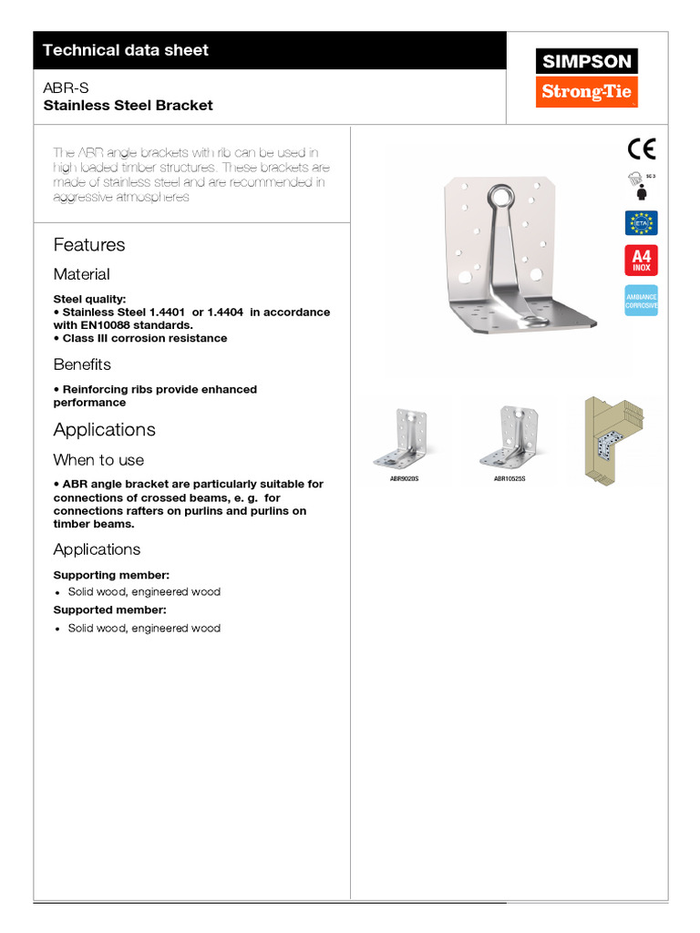 ABR-S Stainless Steel Angle Bracket | PDF | Stainless Steel | Beam ...