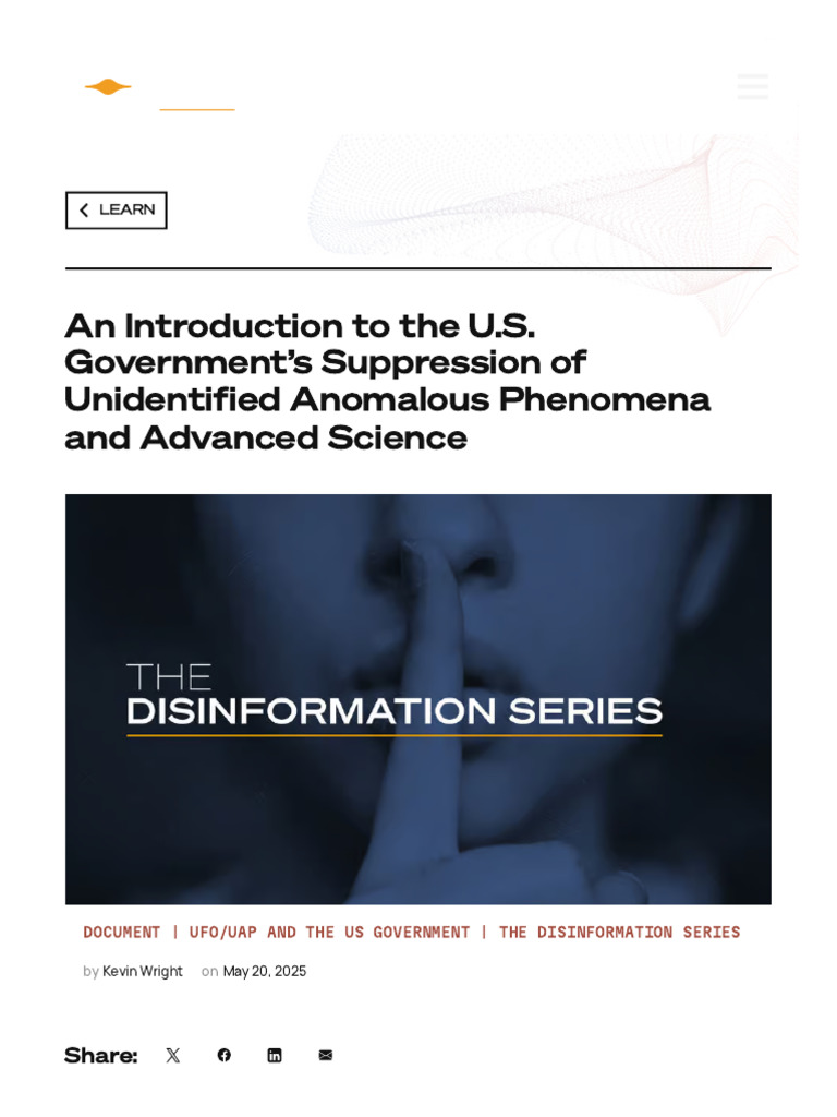 Disinformation and Secrecy in U.S. UAP Policy - An Introduction | PDF ...