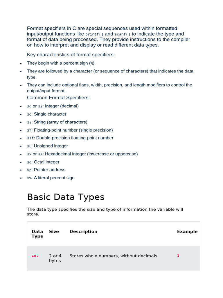 In C Are Special Sequences Used Within Formatted Input 1 | PDF ...