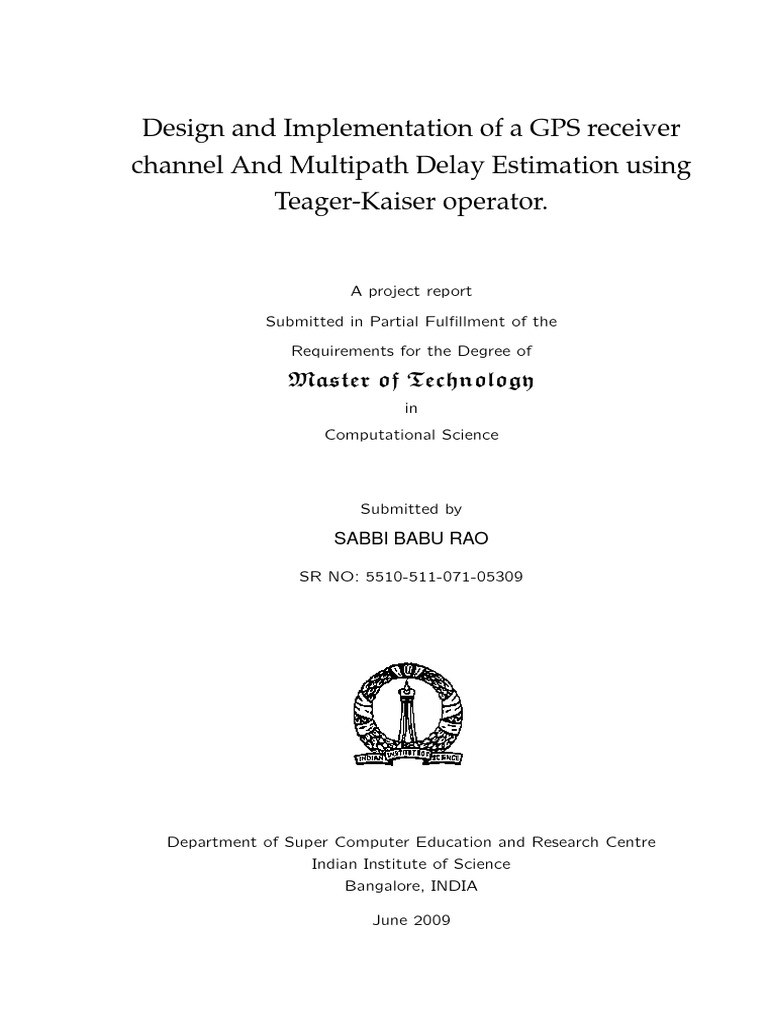 GPS Receiver Design and Delay Estimation | PDF | Global Positioning ...
