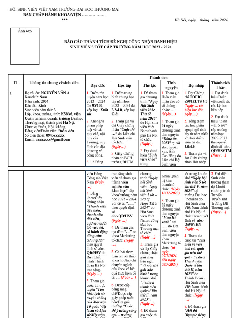 Mẫu BCTT | PDF