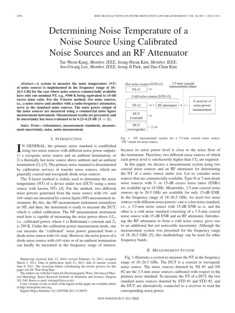 Determining Noise Temperature of A Noise Source Using Calibrated Noise ...