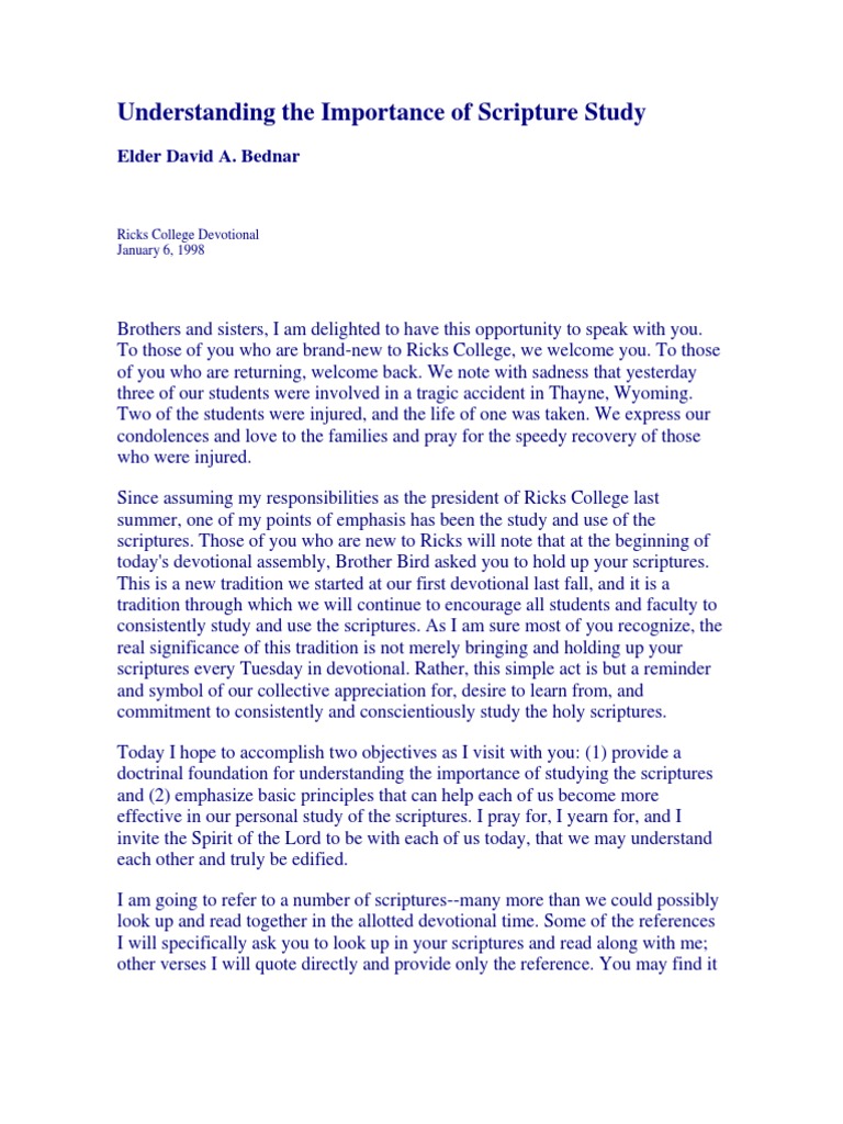 Understanding the importance of scripture study PDF Revelation