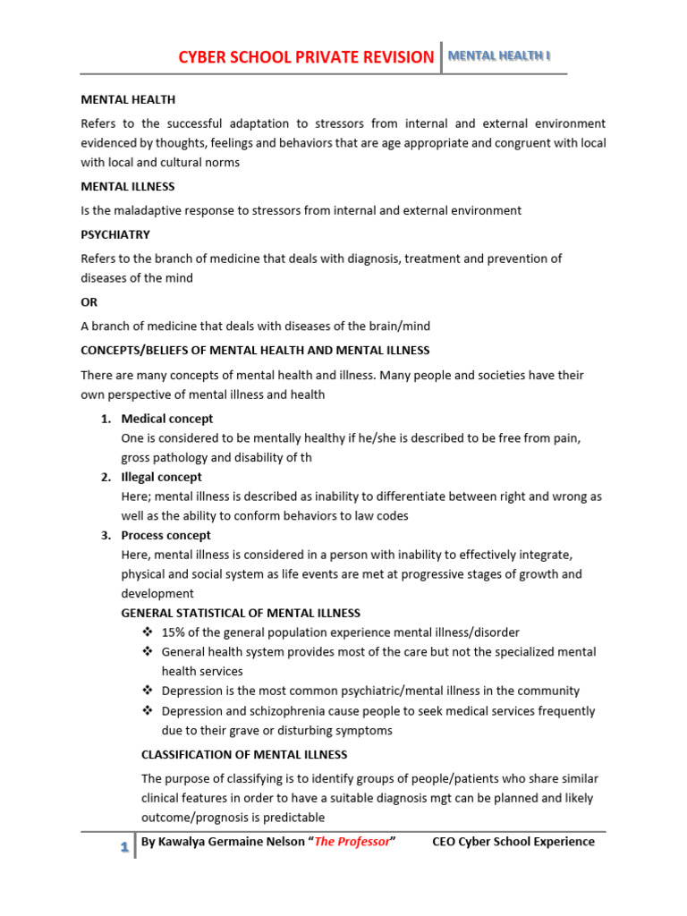 Understanding Mental Health and Illness | PDF | Mental Disorder | Mania