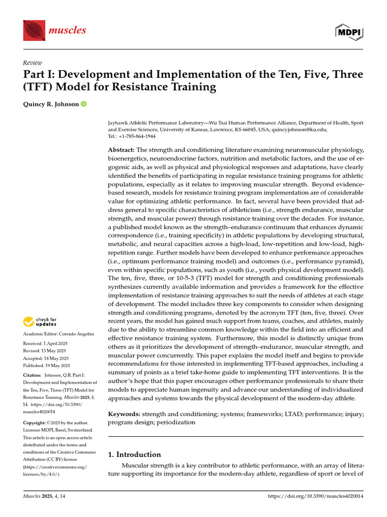 TFT Model for Resistance Training Guide | PDF | Strength Training ...