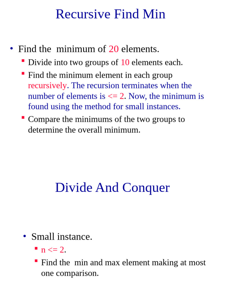Recursive Min and Max Finding Algorithm | PDF | Recursion | Iteration