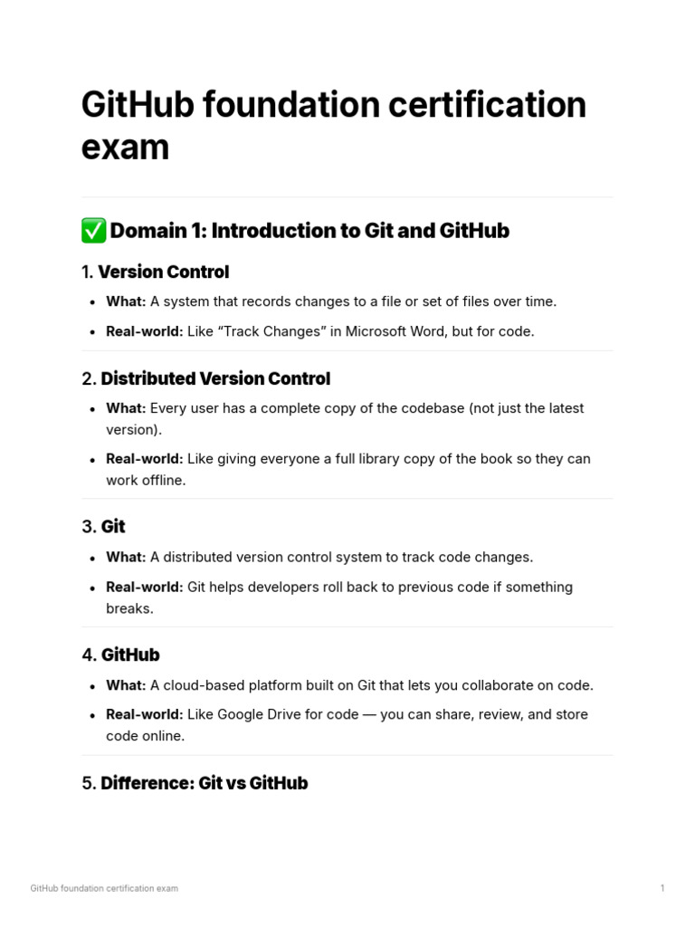 GitHub Foundations Certification Guide | PDF | Version Control ...