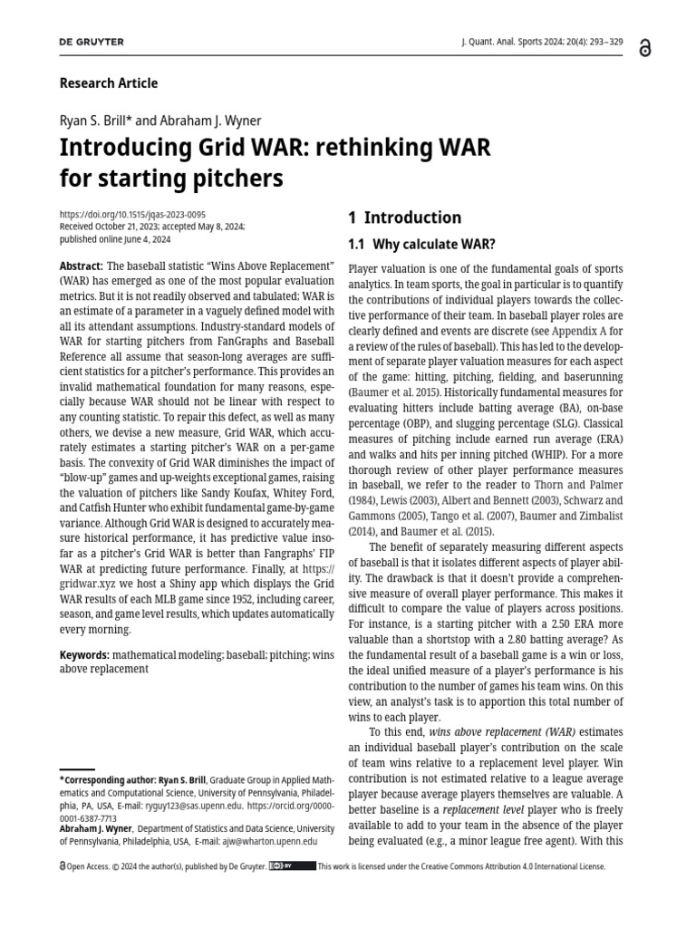 Introducing Grid WAR for Pitchers | PDF | Ball And Bat Games | Baseball ...