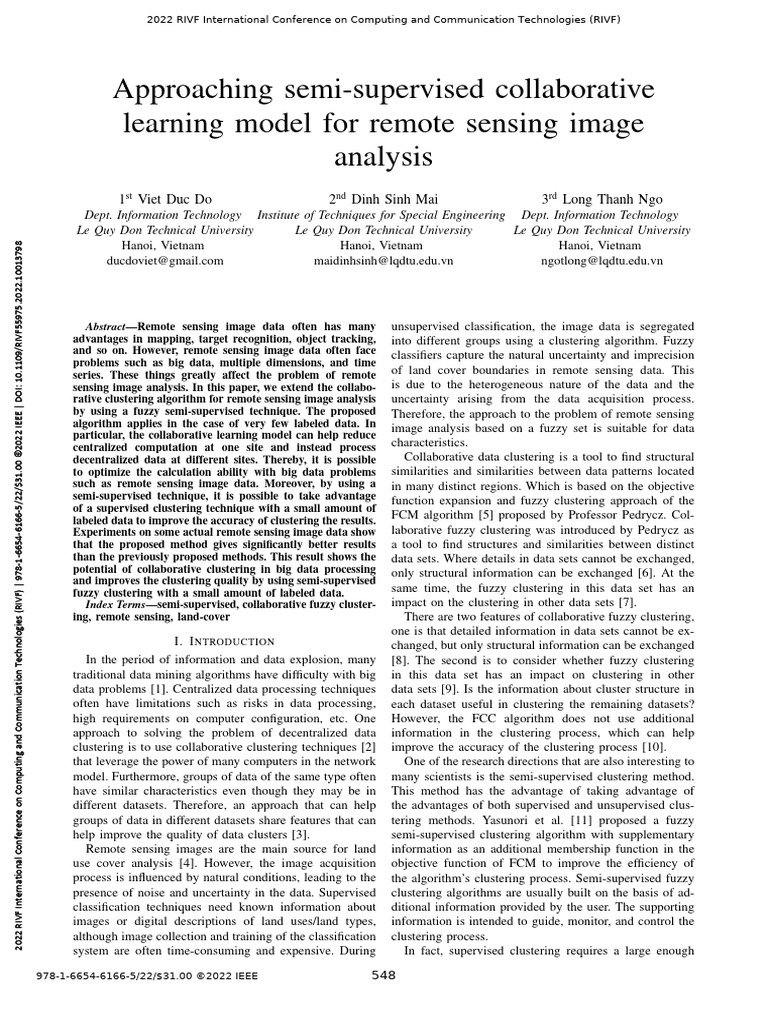 Semi-Supervised Clustering for Remote Sensing | PDF | Cluster Analysis ...