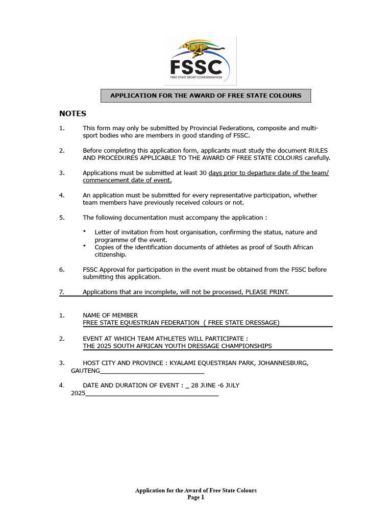 Free State Colours Application Guide | PDF