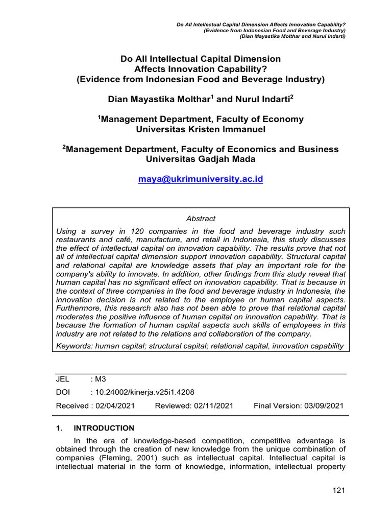 Impact of Intellectual Capital on Innovation | PDF | Innovation ...