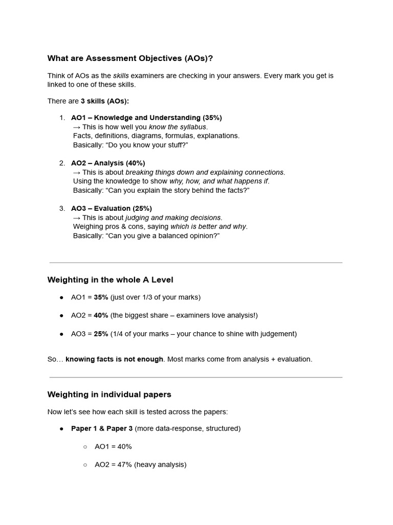 Understanding Assessment Objectives (AOs) | PDF
