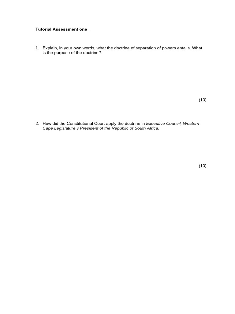 Const Law A - Tutorial Assessment One | PDF