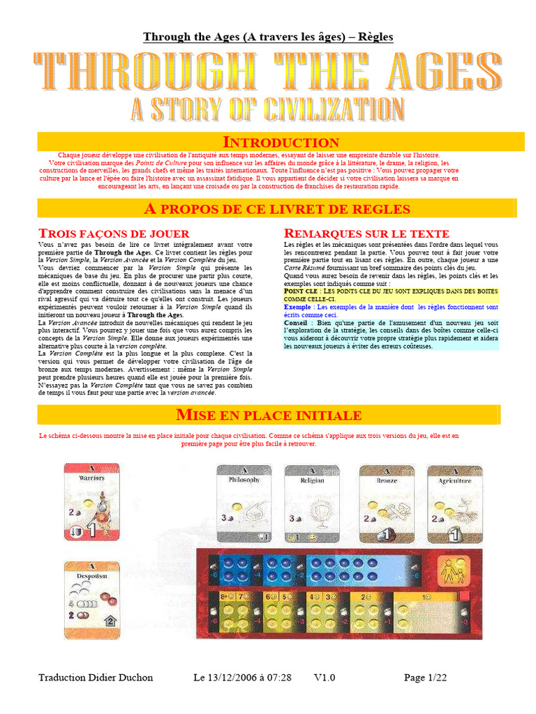 Règles de "Through the Ages" | PDF | Bleu | Science