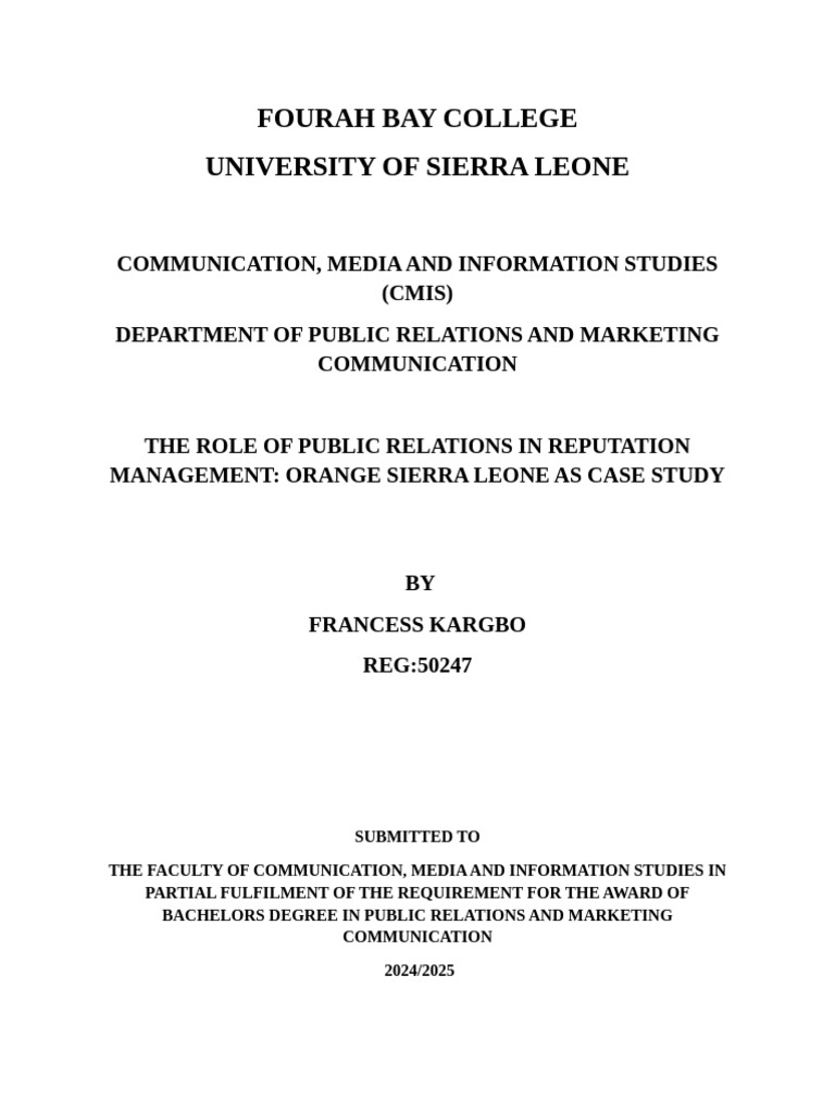 Public Relations in Orange Sierra Leone | PDF | Public Relations ...