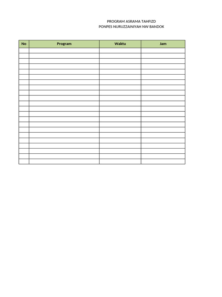 Format Program Asrama | PDF
