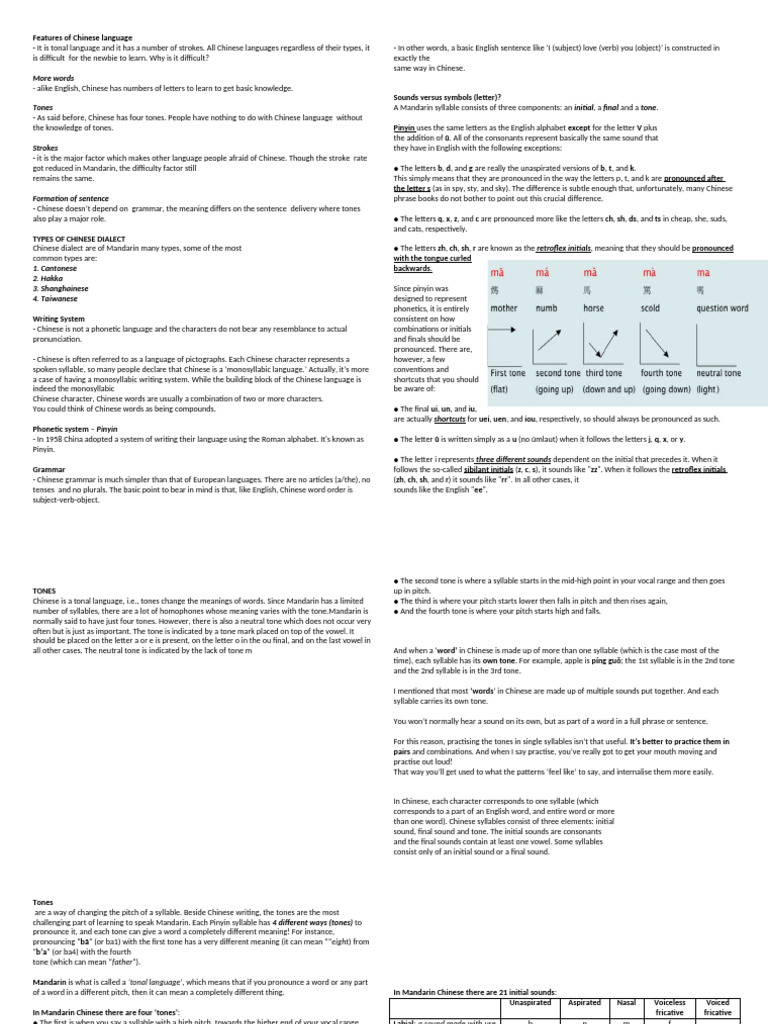 Understanding Chinese Language Features | PDF | Tone (Linguistics ...