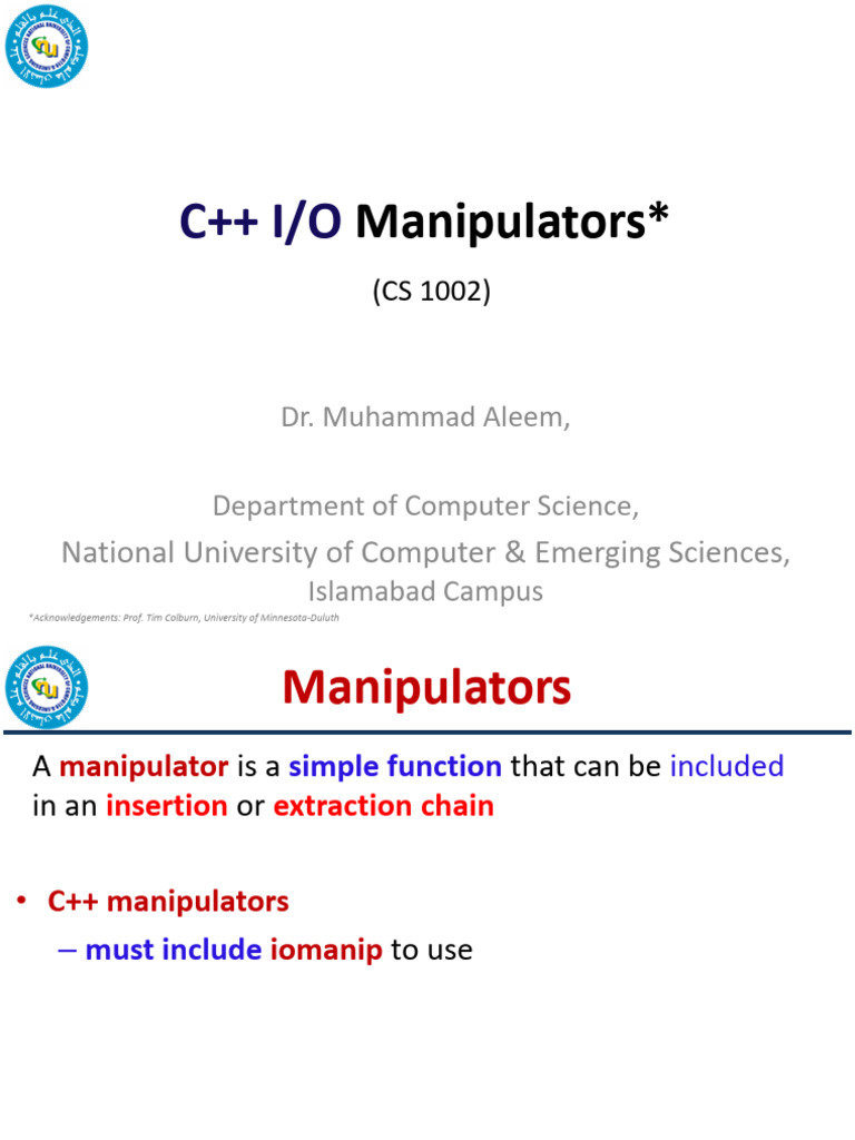 C++ I/O Manipulators Overview | PDF | Computer Science | Notation