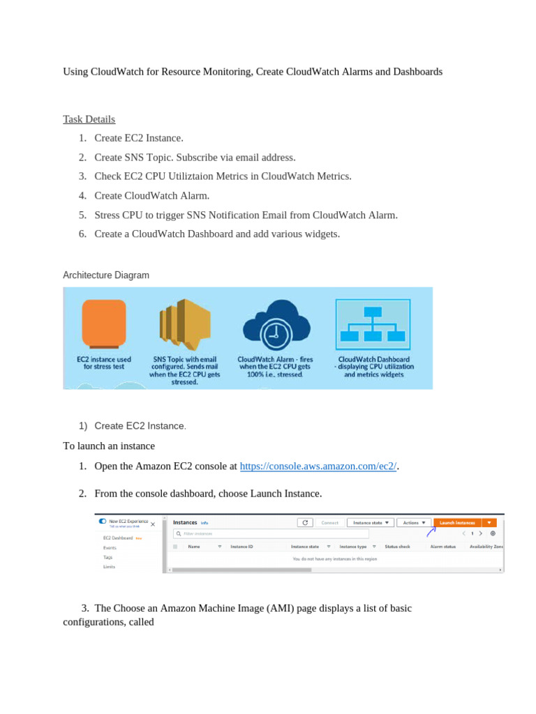 Using CloudWatch For Resource Monitoring, Create CloudWatch Alarms and ...