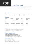 BTech Student Resume Template | PDF