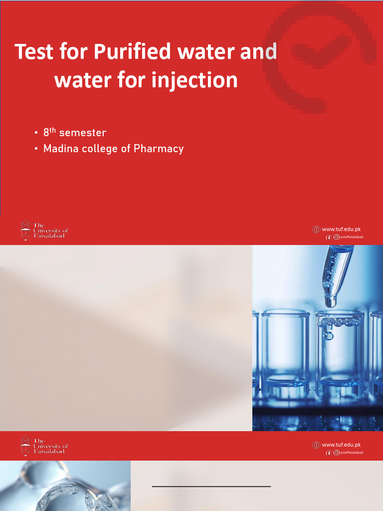 Purified Water & Injection Testing Guide | PDF | Purified Water | Chloride