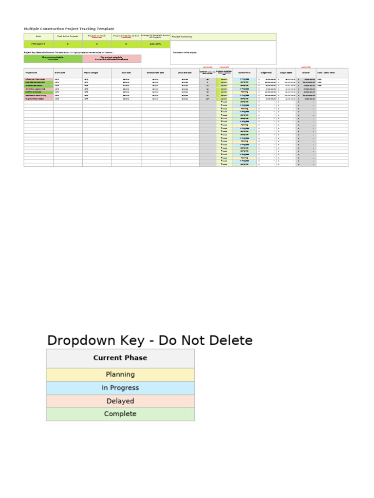 Construction Project Tracking Template | PDF