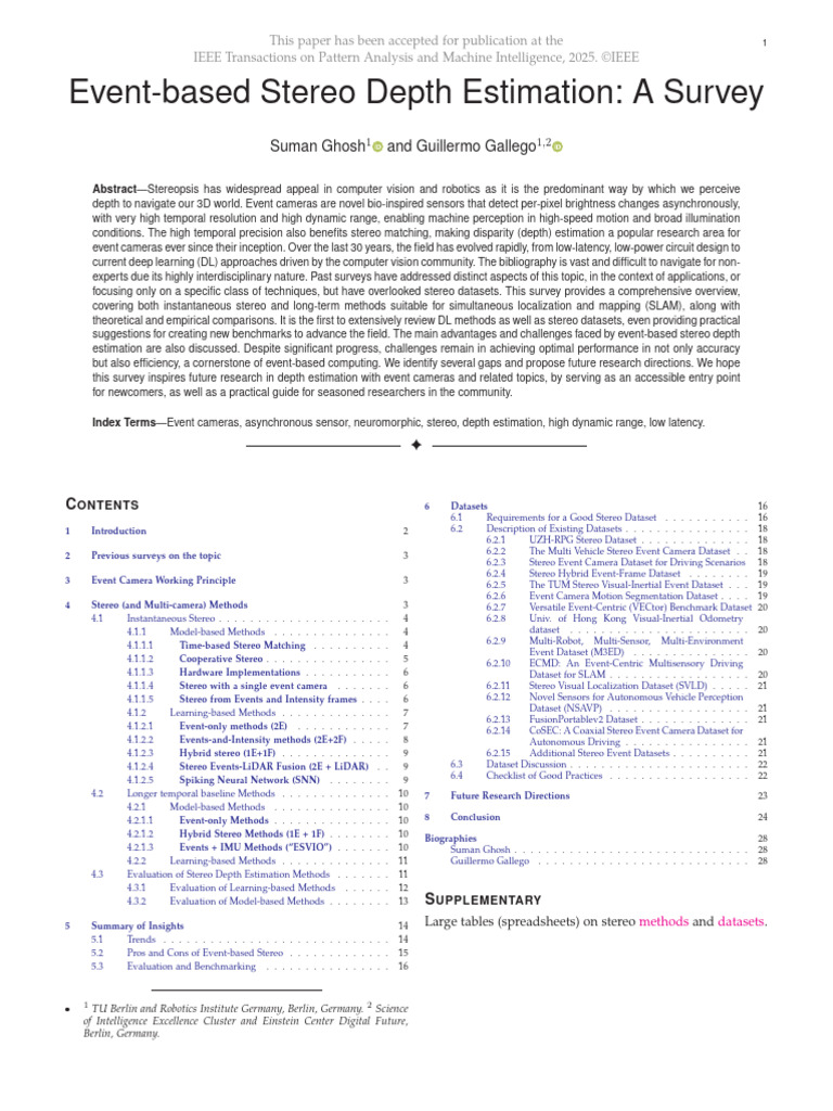 Event-Based Stereo Depth Estimation - A Survey | PDF | Computer Vision ...