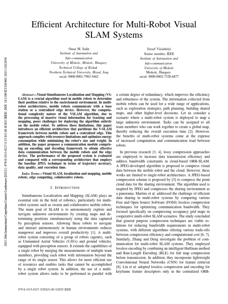 Multi-Robot VSLAM Architecture Optimization | PDF | Data Compression ...