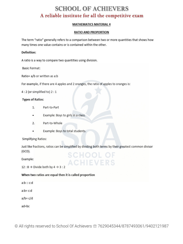 Ratio and Proportion Exercises | PDF | Ratio | Number Theory