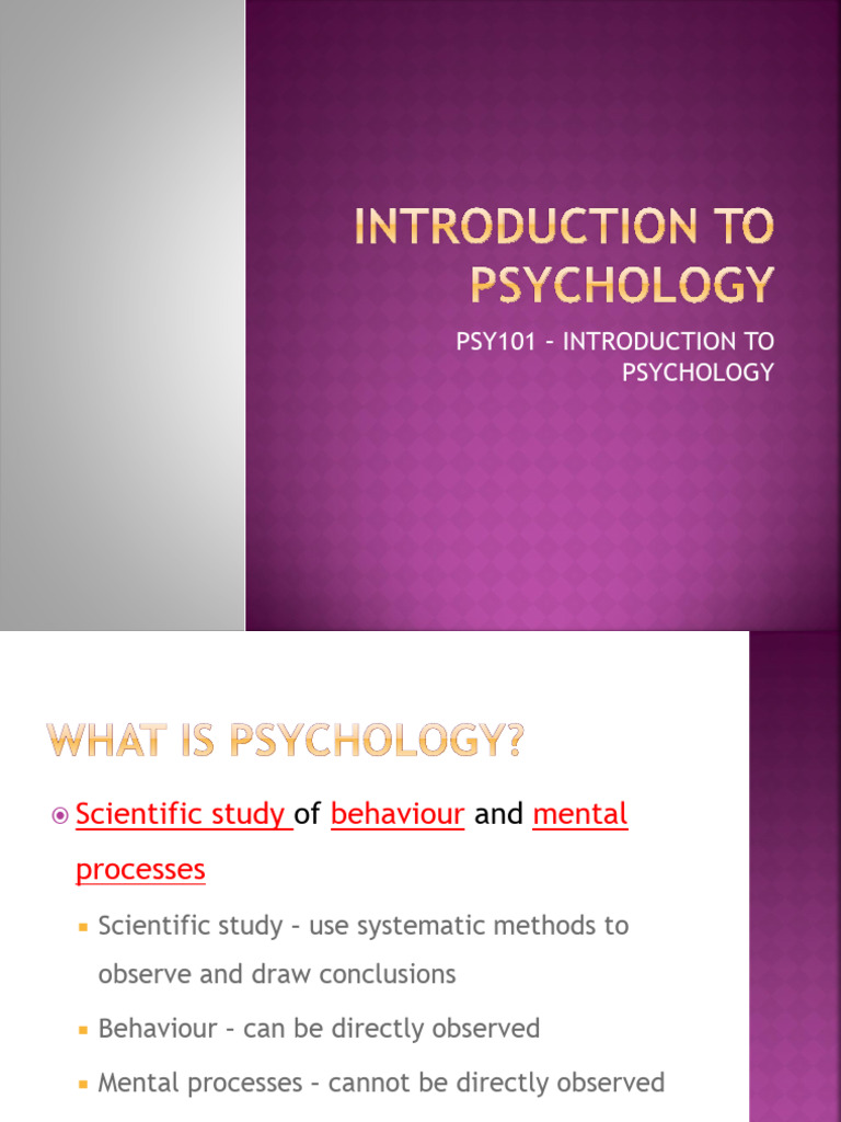 Introduction to Psychology Overview | PDF | Psychology | Mind