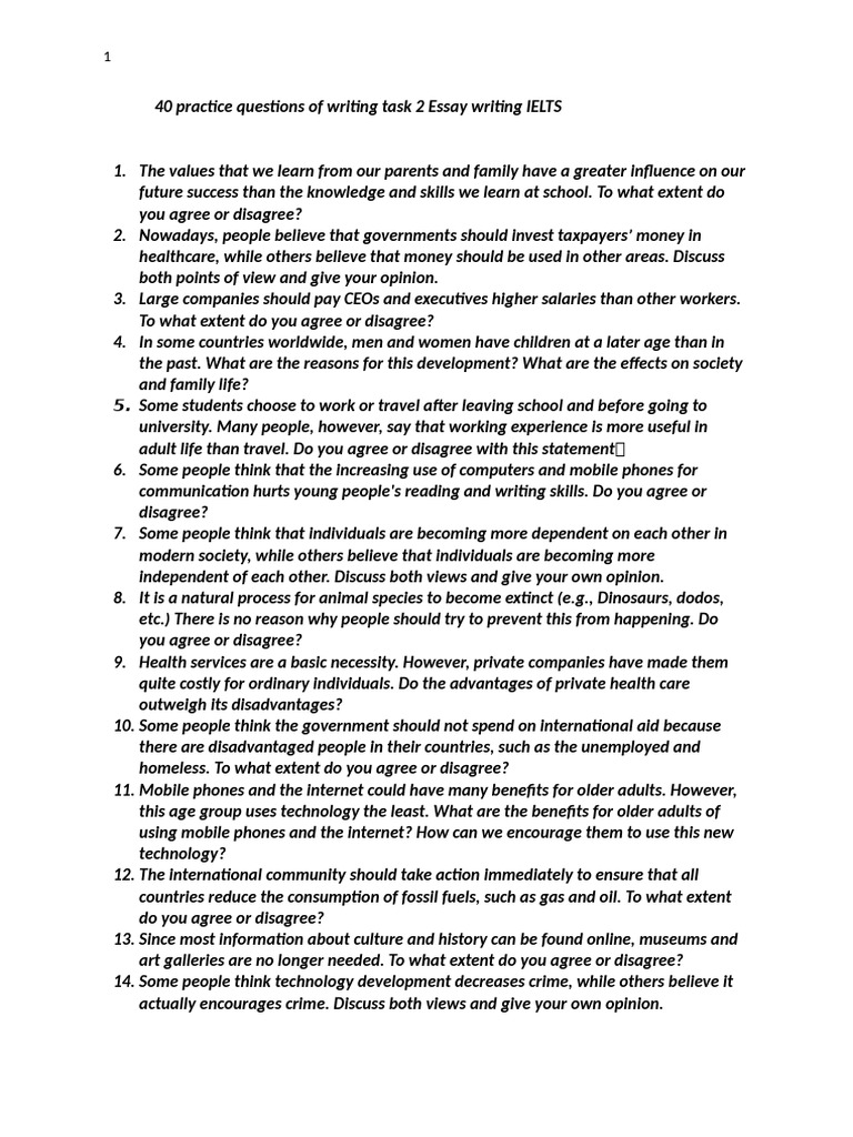 IELTS Writing Task 2 Practice Questions | PDF | Advertising | Crimes