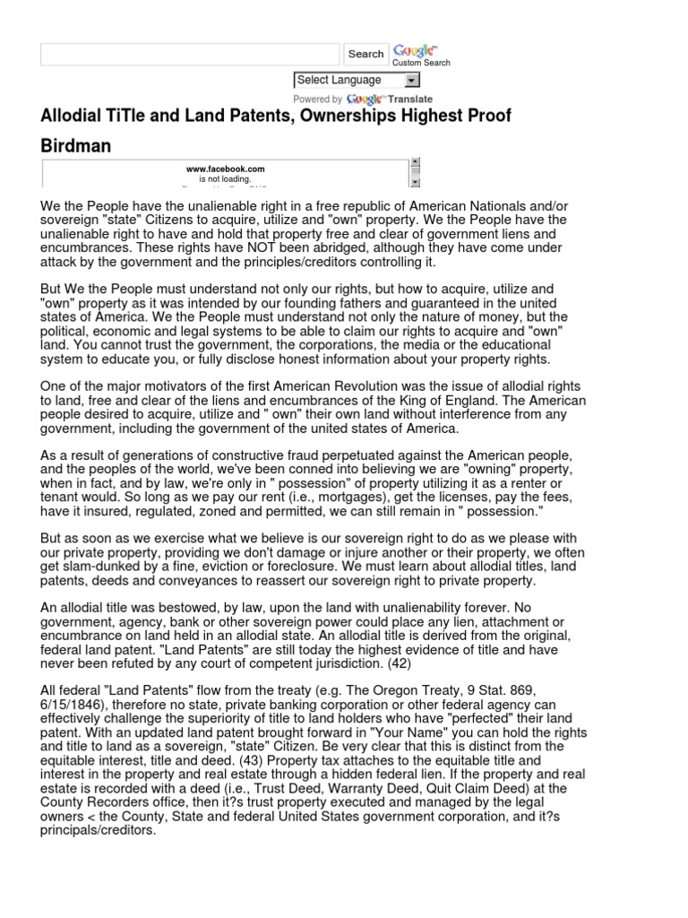 Allodial Title Title (Property) Mortgage Law Allodial Title Title (Property) Mortgage Law