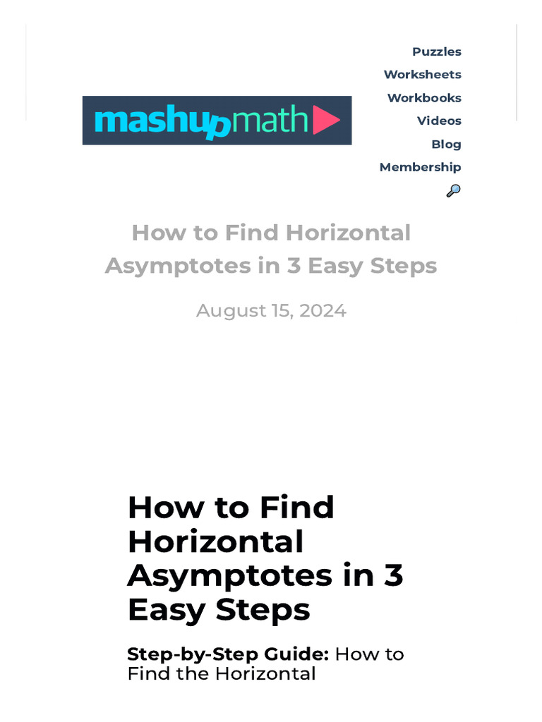 Finding Horizontal Asymptotes Explained | PDF | Asymptote | Function ...