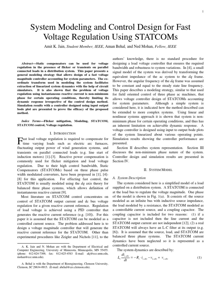 System Modeling and Control Design For Fast Voltage Regulation Using ...