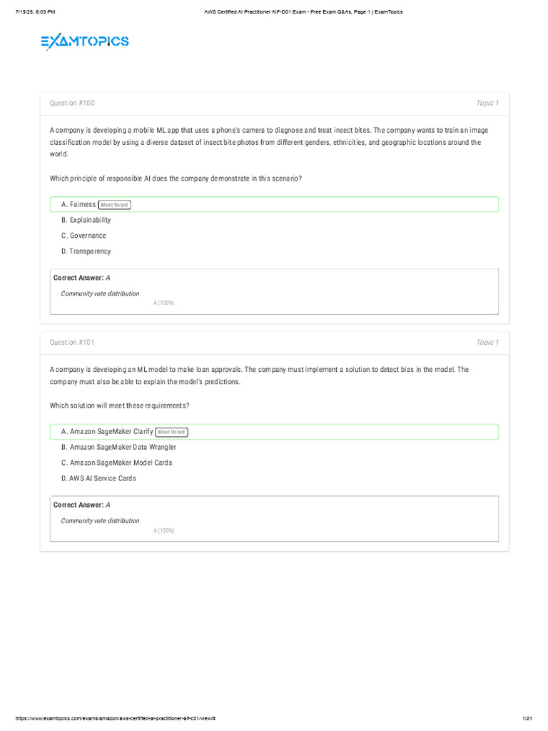 AWS Certified AI Practitioner Exam Insights | PDF | Machine Learning ...